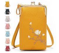 Générique ForeverSavour Women Sling Cross-Body Wallet with Mobile Cell Phone Holder, Passport Cellphone Crossbody Purse Bag (yellow)