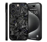 Générique Forged Carbon Fiber Phone Case for iPhone 17 Pro Max, All-Inclusive Magnetic Wireless Charging, Color Clash Design,Aramid Fiber for 11/12/13/14/15/16 Pro Max (for 13,Blue+Gold)