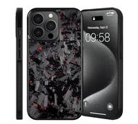 Générique Forged Carbon Fiber Phone Case for iPhone 17 Pro Max, All-Inclusive Magnetic Wireless Charging, Color Clash Design, Aramid Fiber for iPhone 11/12/13/14/15/16/17 Pro Max (for 17pro,Red)