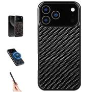 Générique Forged Carbon Fiber Phone Case for iPhone 17 Pro Max, All-Inclusive Magnetic Wireless Charging Anti-Fall Protective, Color Clash Design for iPhone 17 Pro Max Case (Black1,for iPhone 17 Air)