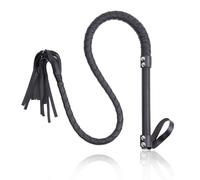 Générique Fouet tressé en Cuir, léger et Confortable, avec lanière, adapté aux Accessoires de Jeux de rôle équestres-FRRS44 (Longue)