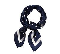 Générique Foulard femme chic et elegant pois square echarpes et foulards en satin tissu idee cadeau chale blanc fantaisie motif point a la mode bandans echarpe anniversaire pour (Navy, 70X70cm)