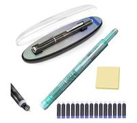 Générique Fountain Pen Retractable, 0.38mm Blue&Black Ink Transparent Barrel, Includes 5 Refillable Cartridges,for Smooth Writing No Leaking (Vert,Noir)