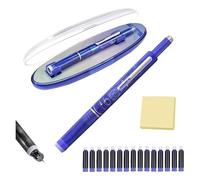 Générique Fountain Pen Retractable, 0.38mm Blue&Black Ink Transparent Barrel, Includes 5 Refillable Cartridges,for Smooth Writing No Leaking (Bleu foncé,Bleu)