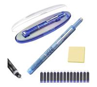 Générique Fountain Pen Retractable, 0.38mm Blue&Black Ink Transparent Barrel, Includes 5 Refillable Cartridges,for Smooth Writing No Leaking (bleu vif,Bleu)