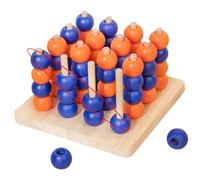 Générique Four in a Row Board Game - Wood 13x13x8cm | Portable 3D Wooden Connect Game Educational Chess Puzzle Brain Teaser Toy | for Kids Adults Family Night Holiday Party Birthday Travel