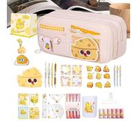 Générique Fournitures Scolaires Esthétiques | Rangement de Fromage Drôle - Ensemble de Fournitures Scolaires Mignon avec Sac à Stylos,pour Stylos Gomme Règle École Cartable Chambre
