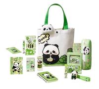 Générique Fournitures Scolaires Panda Kit Complet 30 Pièces avec Trousse Toile Et Accessoires Kawaii | Set Papeterie Étudiant Organisation École Voyage Garçons Filles