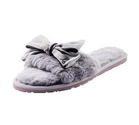 Générique Fourrure Orteil Maison Garder Chaud Pantoufles Femmes nœud Chaussures Ouvert Maison Plat sans Lacet en Peluche Femmes Pantoufle Chaussons Femme #25