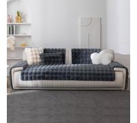 Générique Fourrure synthétique de Luxe Housse de Canapé d'angle, Peluche antidérapante Plaid pour Canapé, Protection de Lavable pour sectionnels Gris foncé 1 pièce / 110 x 180 cm