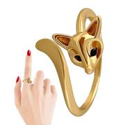 Générique Fox Jewelry Ring, Open Style Animal Band, Tarnish Resistant Fashion Ring Accessory, Silver Gold Finish Fox Design Ornament, Gift Idea for Women Girls Holiday Birthday Wear 0.78inch
