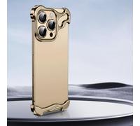 Générique Frameless Case for iPhone 16 Pro Max Plus, Minimalist Protective Shock Absorption Aerospace Grade Aluminum Shells, Metal Heat Dissipation Slim Shockproof Case (16 Pro Max,Gold)
