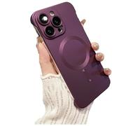 Générique Frameless Matte Ultra Thin Magnetic Phone Case, Metallic Paint Borderless Minimalist Design, for iPhone Case 16/15/14/13/12 Pro Max (iphone_16,Wine Red)