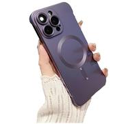 Générique Frameless Matte Ultra Thin Magnetic Phone Case, Metallic Paint Borderless Minimalist Design, for iPhone Case 16/15/14/13/12 Pro Max (iPhone 13,Violet)