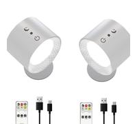 Générique France Wireless LED Wall Lamp with Remote Control, 360° Rotating Lamp with Adjustable Brightness, 1800 mAh Rechargeable Battery, USB-C, for Bedroom and Bedside