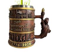 Générique Freedom Cup, 250th Resin Beverage Mug, 300ml Travel Friendly Drinking Vessel with Comfortable Hold, Decorative Patriotic Drinkware with Detailed Artwork Style, Party Mug for Camping Use