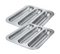 Générique French Bread Tin - Perforated Crust Bake, 0.79x9.84x1.18 Inches Set with Heat Flow Holes, Non-Stick Steel Mold, High Carbon Finish, Culinary Grade Equipment for Home Oven Pizza Party