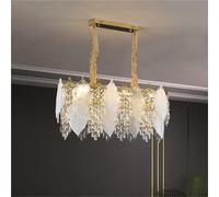 Générique French Crystal Leaf Light Luxury Chandelier Dining Room Modern Living Room Main Duplex Villa Master Bedroom Simple Headlight(Warm light,L80cm)