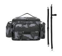 Générique Freshwater Fishing Bag, Water-Resistant Tackle Box Bag, Saltwater & Freshwater Gear Storage, Padded Shoulder Strap for Pliers and Accessories, 35x14x21 cm, Camouflage and Gray