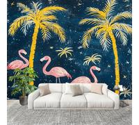 Générique Fresque intissé 200x140cm Flamant Rose Animal 3D Impression Haute Définition Papier Peint Décoration Murale Poster Bleu Anti-rides Murale Moderne Salon Chambre á Coucherr Bureau Salle