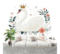 Générique Fresque intissé 200x140cm Oie Animal Romantique 3D Impression Haute Définition Papier Peint Décoration Murale Poster Blanc Anti-rides Murale Moderne Salon Chambre á Coucherr Bureau Salle