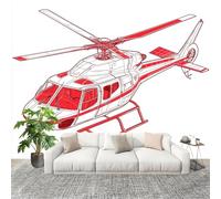 Générique Fresque intissé 250x175cm Blanc 3D Impression Haute Définition Papier Peint Décoration Murale Poster HéLicoptèRe Simple Anti-rides Murale Moderne Salon Chambre á Coucherr Bureau Salle