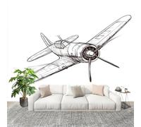 Générique Fresque intissé 350x256cm Avion De Chasse RéTro 3D Impression Haute Définition Papier Peint Décoration Murale Poster Blanc Anti-rides Murale Moderne Salon Chambre á Coucherr Bureau Salle