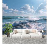 Générique Fresque intissé 400x280cm OcéAn Vagues Ondulations 3D Impression Haute Définition Papier Peint Décoration Murale Poster Bleu Anti-rides Murale Moderne Salon Chambre á Coucherr Bureau Salle