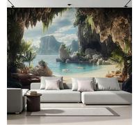 Générique Fresque Murale 3D Relief 400x280 cm Grotte Papier Peint Intissé Mat Déco Murale Plage Paysage Moderne Salon Chambre Enfant 21A-14