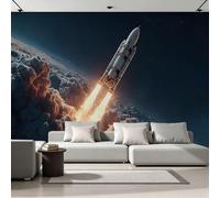 Générique Fresque Murale 3D Relief 400x280 cm Lancement De Fusée Papier Peint Intissé Mat Déco Murale Thème De L'exploration Spatiale Moderne Salon Chambre Enfant 16A-14