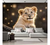 Générique Fresque Murale Panoramique 3D Lion 400x280 cm Papier Peint Intissé Mat Haute Définition Facile à Entretenir Décoration Murale Animaux Mignons Moderne pour Maison Salon Chambre 26A-4
