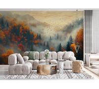 Générique Fresque Murale Panoramique 3D Relief Forêt 250x175 cm Papier Peint Intissé Haute Définition Paysages D'automne Décoration Murale Moderne pour Maison Salon Chambre d'Enfant 14A-31