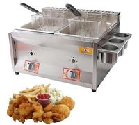 Générique Friteuse à Gaz en Acier Inoxydable de Qualité Supérieure Friteuse GPL Haute Capacité pour Un Usage Domestique et Commercial Puissance de Feu Réglable Comprend des Paniers