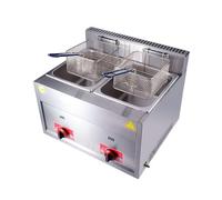Générique Friteuse à gaz friteuse Commerciale en Acier Inoxydable avec Panier 2 × 6 L pour Cuisine et Restaurant