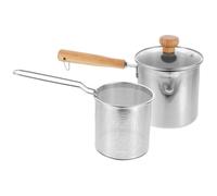 Générique Friteuse Ménagère 18 L en Acier Inoxydable 304 Panier à Friture Amovible et Couvercle en Verre Mini Friteuse Compacte Cuisine Maison Économe en Huile et Facile à Nettoyer