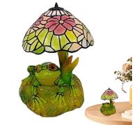 Générique Frog And Flower Stained Lamp | Frog And Flower Table Lamp, Rustic Garden Stained Glass Design, For Nightstand Kitchen Dining Room Offices Desk Counter Nursery Home Bedroom