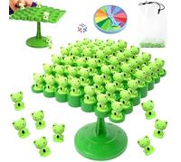 Générique Frog Balance Tree Game - Wooden Stacking Toy for Kids Family Fun | Hand Painted Frog Pieces with Tree Trunk Base, Skill Development, Dexterity and Coordination Game for Parties and Playtime