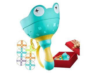 Générique Frog Catching Game - 14x23cm PP Flying Disc Launcher 6pcs Outdoor Kids Interactive Rope Spinner Toy | Frog Disk Catch Game, Flying Saucer Toss Ğame, Backyard Family Relay Outdoor Play