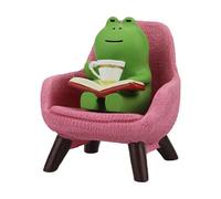Générique Frog Statue, Fairy Garden Decoration, Cute Style Reading Book Miniature Funny Design Drinking Animal Figurine for Shelf Desk Home, 1.96x1.77x1.96 inches