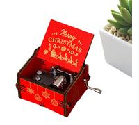 Générique Frohe Weihnachten Handkurbel Spieluhren Musikbox Mit Kurbel, Gravierte Musikbox Mit Kurbel Graviertes Geschenk Spieluhr Mit Bemaltem Relief Jingle Bells Weihnachtsarrangement -Spieluhr