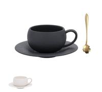 Générique Frosted Stone Texture Ceramic Mug with Saucer,9.5oz Porcelain Coffee Cup for Espresso,Latte,Tea,Home Office Daily Use,Dishwasher Safe (black)