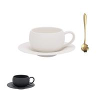 Générique Frosted Stone Texture Ceramic Mug with Saucer,9.5oz Porcelain Coffee Cup for Espresso,Latte,Tea,Home Office Daily Use,Dishwasher Safe (white)