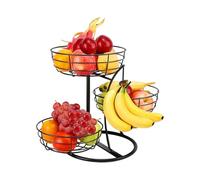 Générique Fruit Basket - 3-Tier Metal Stand, Non Slip Space Saving Storage, Kitchen Countertop Organizer, Home Pantry Cabinet, Apartment Restaurant Use, Vegetable Potato Bread Snack Black Wire
