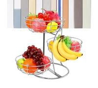 Générique Fruit Basket - 3-Tier Metal Stand, Non Slip Space Saving Storage, Kitchen Countertop Organizer, Home Pantry Cabinet, Apartment Restaurant Use, Vegetable Potato Bread Snack Black Wire