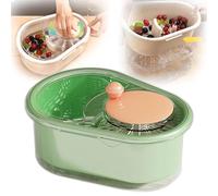 Générique Fruit Cleaner Spinner, Fruit Washing Bowl with Brush, Manual Washer Spinner with Lid Compact, Easy-To-Use Kitchen Appliance (Avocado Green)
