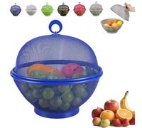 Générique Fruit fly proof bowl with mesh basket with lid,Large Capacity Mesh Basket,mesh fruit basket with lid anti fly,Suitable for kitchen or outdoor picnic (Blue)
