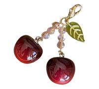 Générique Fruit Key Ring Pendant - Cherry Design, Realistic Mini Ornament Charm, Decorative Holder | Fashionable Bag Phone Case Accessory For Commuting School Travel Tote Styling