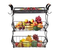 Générique Fruit Stand Basket, 3 Tier Produce Organizer, Wire Bowl Rack, 17.7 Inches with Banana Hanger, Space Saving Countertop Storage for Vegetables Snacks Bread, Home Restaurant Pantry Display