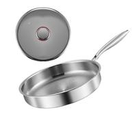 Générique Frying Pan With Lid | Stainless Steel, Titanium Alloy, No Coating | Scratch Resistant, 2025 Upgrade | Nonstick Cookware For Healthy Home Cooking