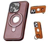 Générique Full-Coverage Shockproof Leather Magnetic Stand Phone Case, Luxury Leather iPhone Case, for iPhone 12/13/14/15/16 Plus Pro Max Case (for iPhone14,Brown 2)